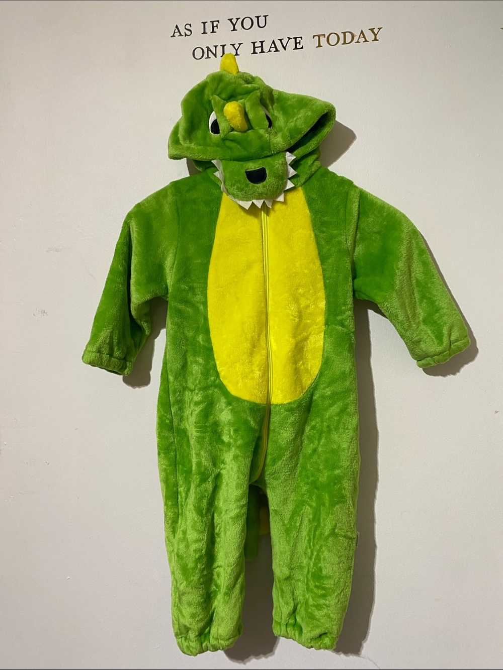 Green Dinosaur Hooded Kids Costume - Plush Dino Onesie